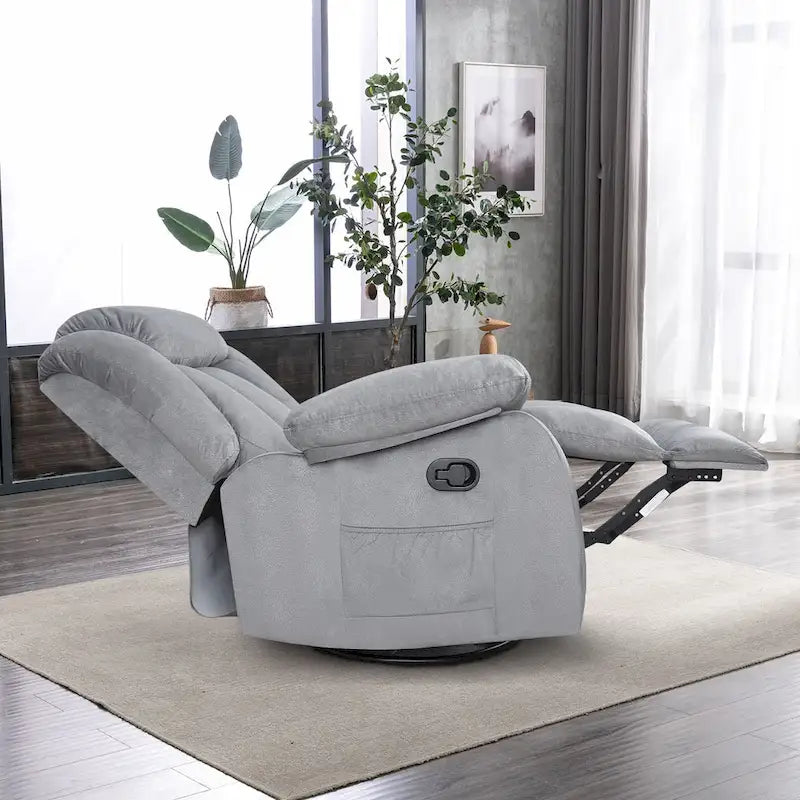 Reclinable manual de tela gris/marrón/camel/gris oscuro con masaje y calor | 1 persona