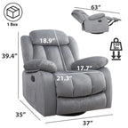 Reclinable manual de tela gris/marrón/camel/gris oscuro con masaje y calor | 1 persona
