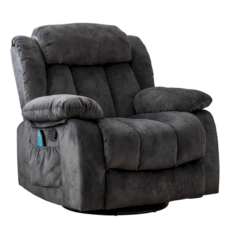Reclinable manual de tela gris/marrón/camel/gris oscuro con masaje y calor | 1 persona