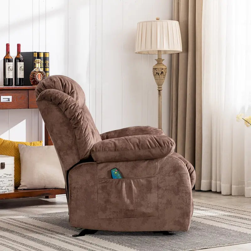 Reclinable manual de tela gris/marrón/camel/gris oscuro con masaje y calor | 1 persona