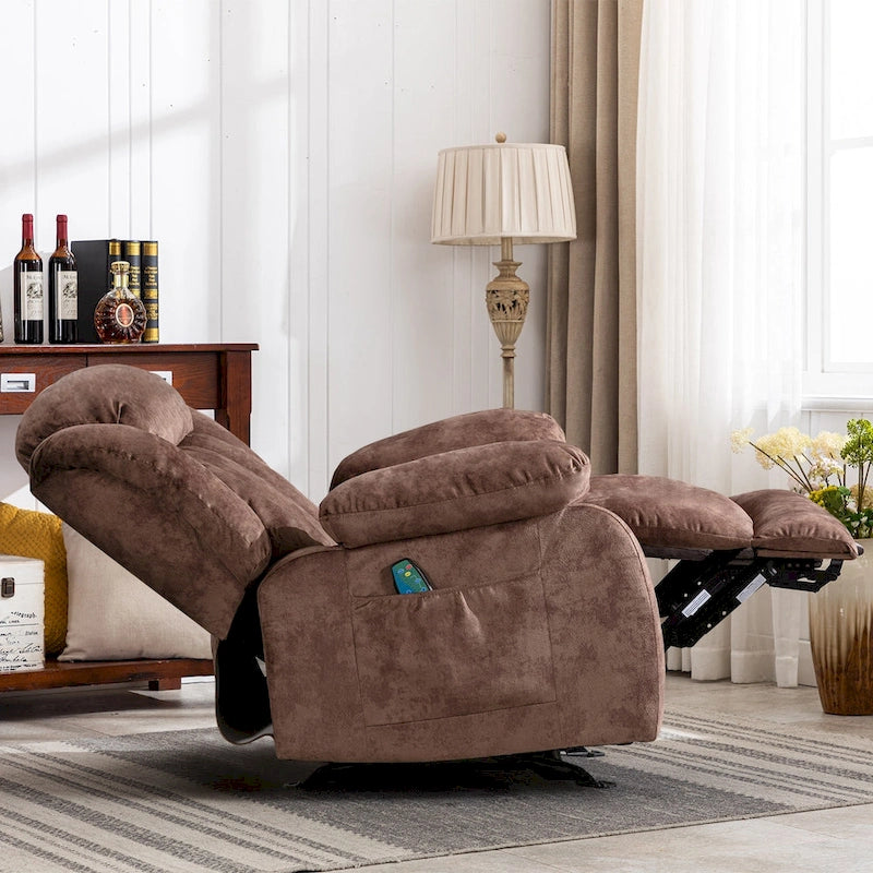 Reclinable manual de tela gris/marrón/camel/gris oscuro con masaje y calor | 1 persona