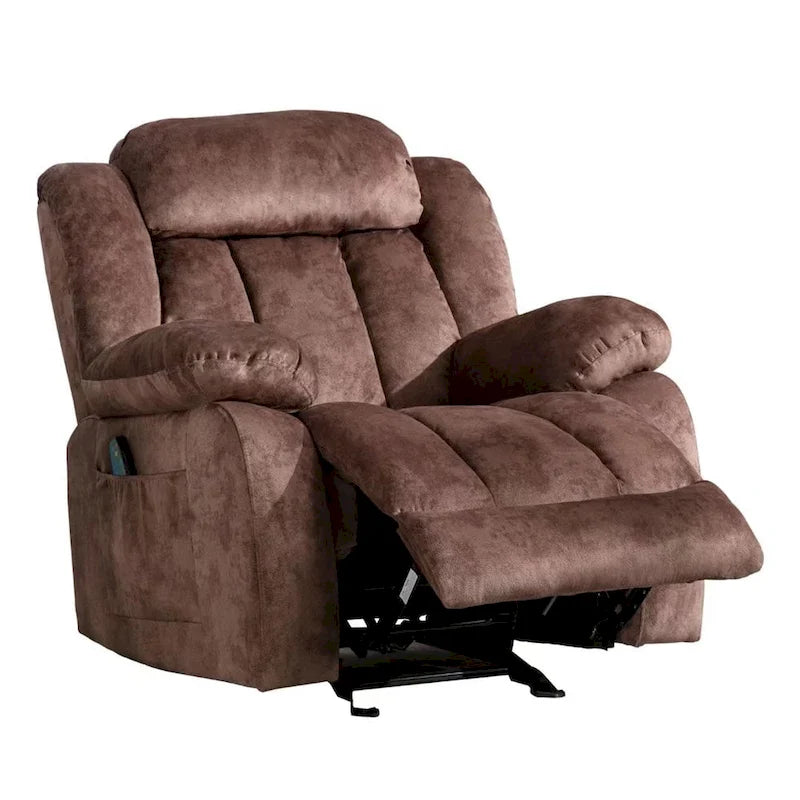 Reclinable manual de tela gris/marrón/camel/gris oscuro con masaje y calor | 1 persona