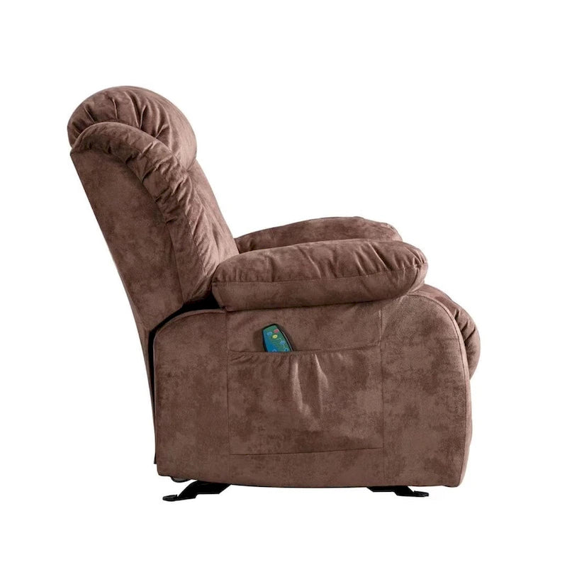 Reclinable manual de tela gris/marrón/camel/gris oscuro con masaje y calor | 1 persona