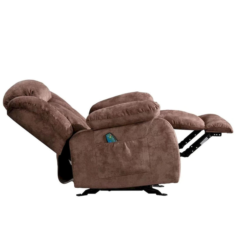 Reclinable manual de tela gris/marrón/camel/gris oscuro con masaje y calor | 1 persona