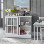Vitrina con puerta corredera de cristal, azul índigo y blanca