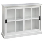 Vitrina con puerta corredera de cristal, azul índigo y blanca