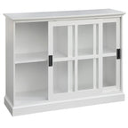 Vitrina con puerta corredera de cristal, azul índigo y blanca