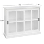 Vitrina con puerta corredera de cristal, azul índigo y blanca