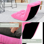 Sillón reclinable de suelo ajustable de terciopelo negro/rosa/café, 1 persona