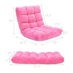 Sillón reclinable de suelo ajustable de terciopelo negro/rosa/café, 1 persona