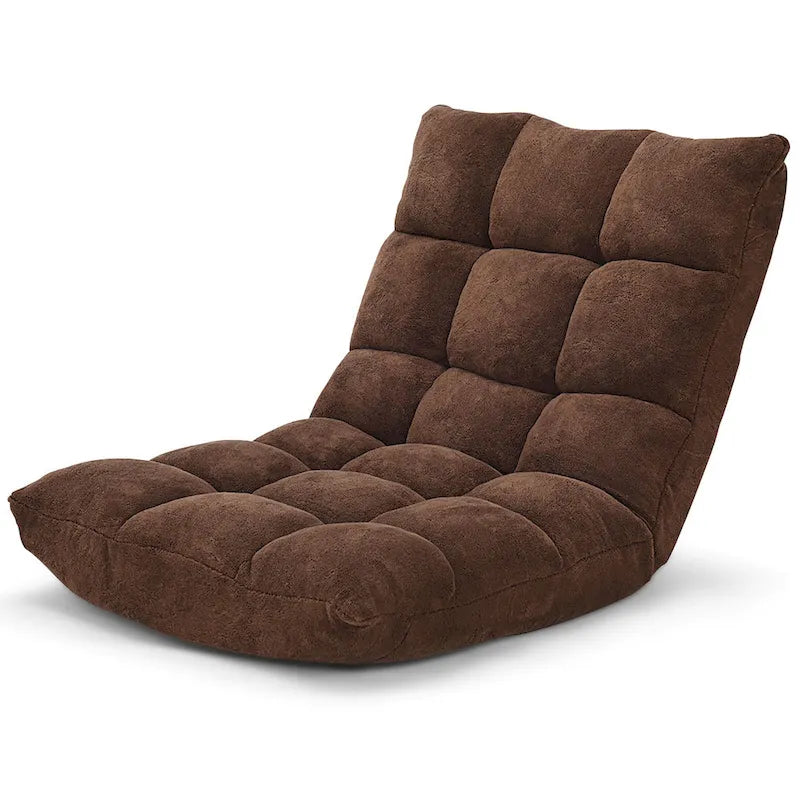 Sillón reclinable de suelo ajustable de terciopelo negro/rosa/café, 1 persona