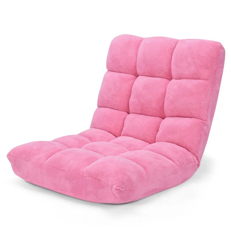 Sillón reclinable de suelo ajustable de terciopelo negro/rosa/café, 1 persona