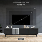 Mueble de TV blanco/madera natural/negro – Estilo moderno, para televisores de hasta 80", 3 puertas, montaje por 1 persona