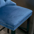 Taburete cuadrado de terciopelo con respaldo – Juego de 2 (Gris / Negro / Beige / Azul / Azul claro)