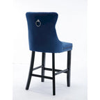 Taburete cuadrado de terciopelo con respaldo – Juego de 2 (Gris / Negro / Beige / Azul / Azul claro)