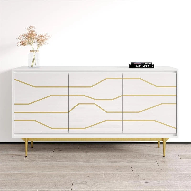 Aparador blanco/negro de alto brillo – Estilo moderno, 1 pieza