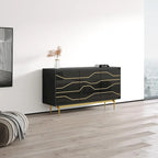 Aparador blanco/negro de alto brillo – Estilo moderno, 1 pieza