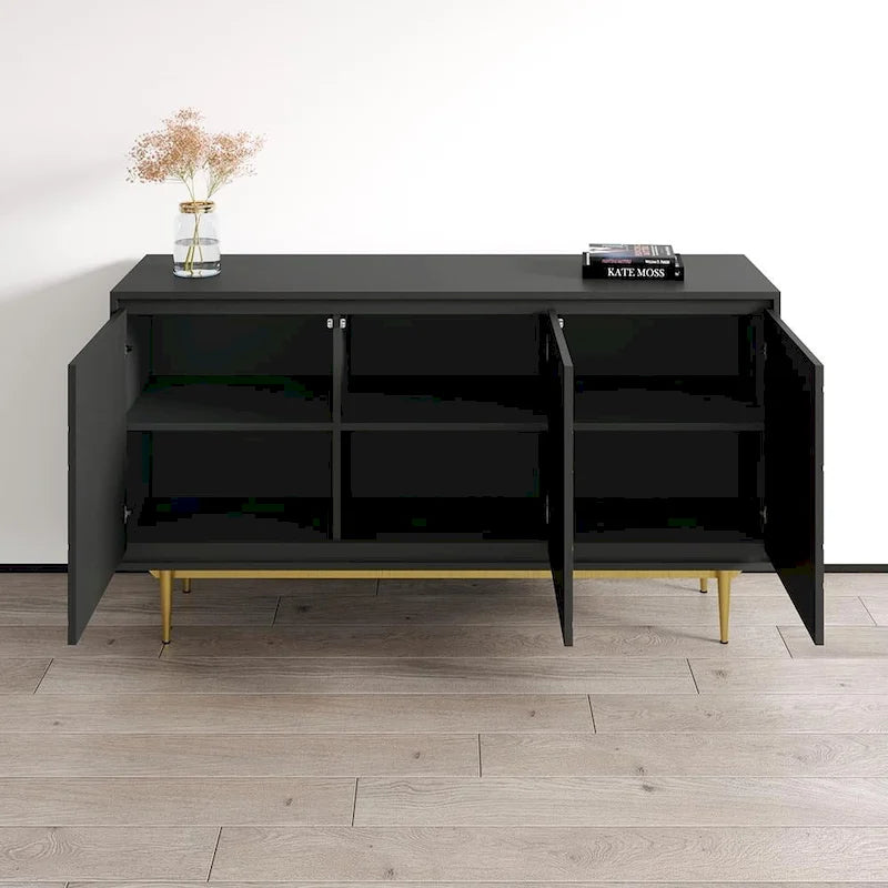 Aparador blanco/negro de alto brillo – Estilo moderno, 1 pieza