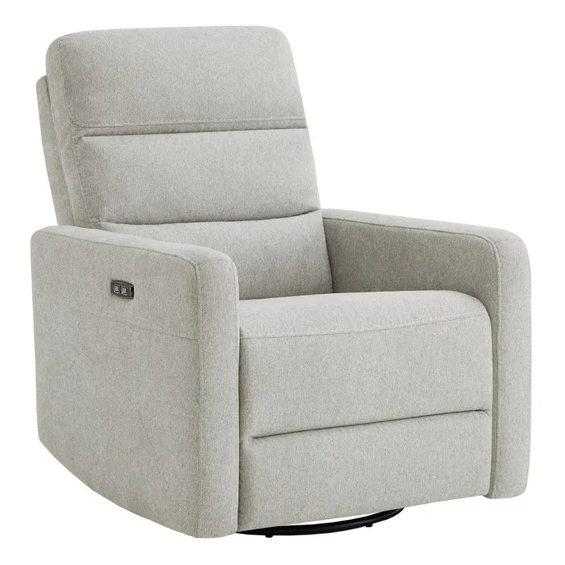 Sillón reclinable eléctrico giratorio gris/marrón, de un asiento, giratorio 270° y reclinable 90-135°