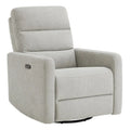 Sillón reclinable eléctrico giratorio gris/marrón, de un asiento, giratorio 270° y reclinable 90-135°