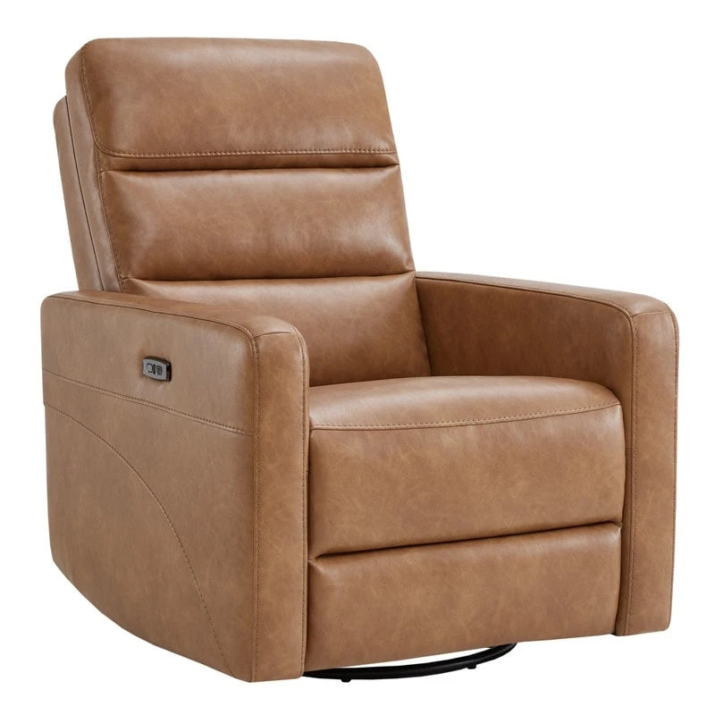 Sillón reclinable eléctrico giratorio gris/marrón, de un asiento, giratorio 270° y reclinable 90-135°