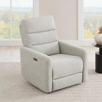 Sillón reclinable eléctrico giratorio gris/marrón, de un asiento, giratorio 270° y reclinable 90-135°