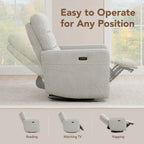 Sillón reclinable eléctrico giratorio gris/marrón, de un asiento, giratorio 270° y reclinable 90-135°