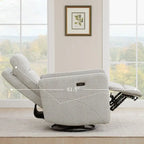 Sillón reclinable eléctrico giratorio gris/marrón, de un asiento, giratorio 270° y reclinable 90-135°