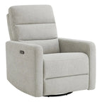 Sillón reclinable eléctrico giratorio gris/marrón, de un asiento, giratorio 270° y reclinable 90-135°