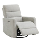 Sillón reclinable eléctrico giratorio gris/marrón, de un asiento, giratorio 270° y reclinable 90-135°