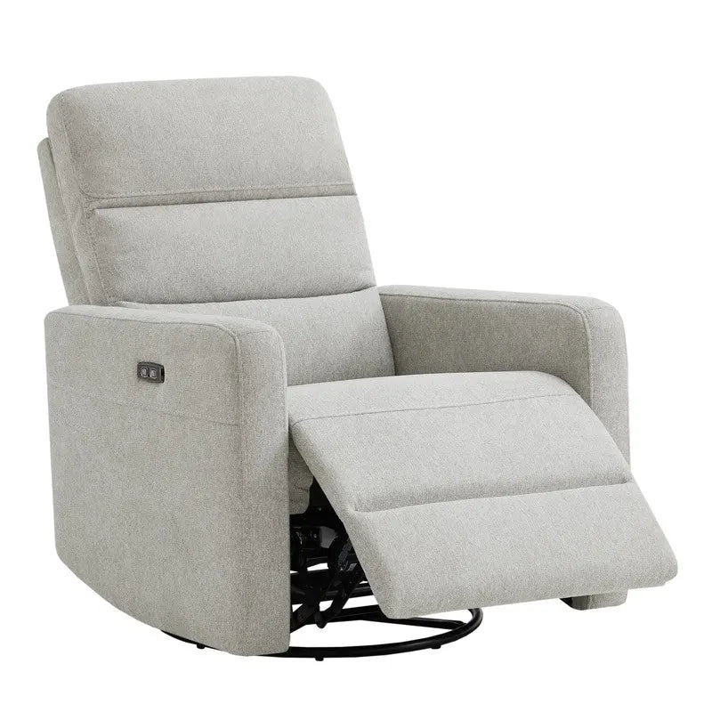 Sillón reclinable eléctrico giratorio gris/marrón, de un asiento, giratorio 270° y reclinable 90-135°