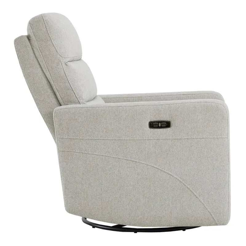 Sillón reclinable eléctrico giratorio gris/marrón, de un asiento, giratorio 270° y reclinable 90-135°