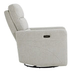 Sillón reclinable eléctrico giratorio gris/marrón, de un asiento, giratorio 270° y reclinable 90-135°