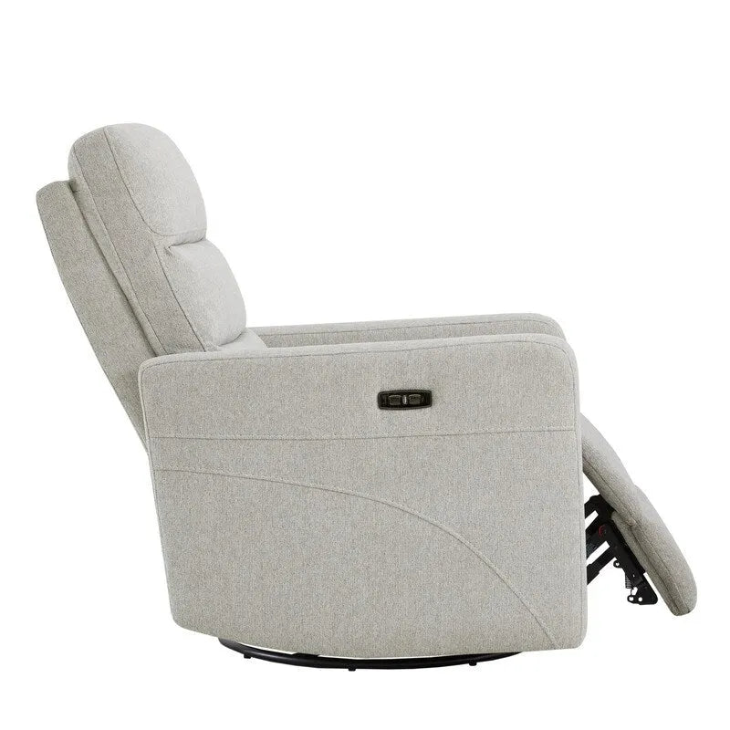 Sillón reclinable eléctrico giratorio gris/marrón, de un asiento, giratorio 270° y reclinable 90-135°