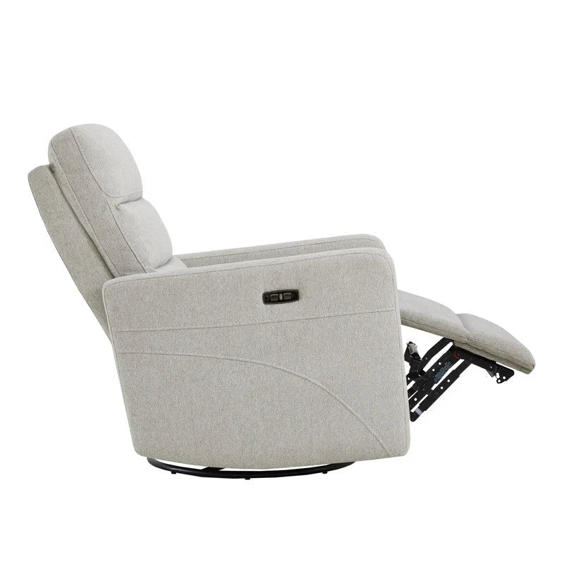 Sillón reclinable eléctrico giratorio gris/marrón, de un asiento, giratorio 270° y reclinable 90-135°