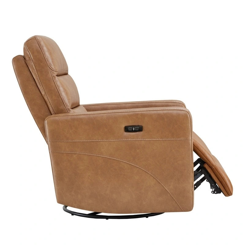 Sillón reclinable eléctrico giratorio gris/marrón, de un asiento, giratorio 270° y reclinable 90-135°