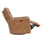 Sillón reclinable eléctrico giratorio gris/marrón, de un asiento, giratorio 270° y reclinable 90-135°