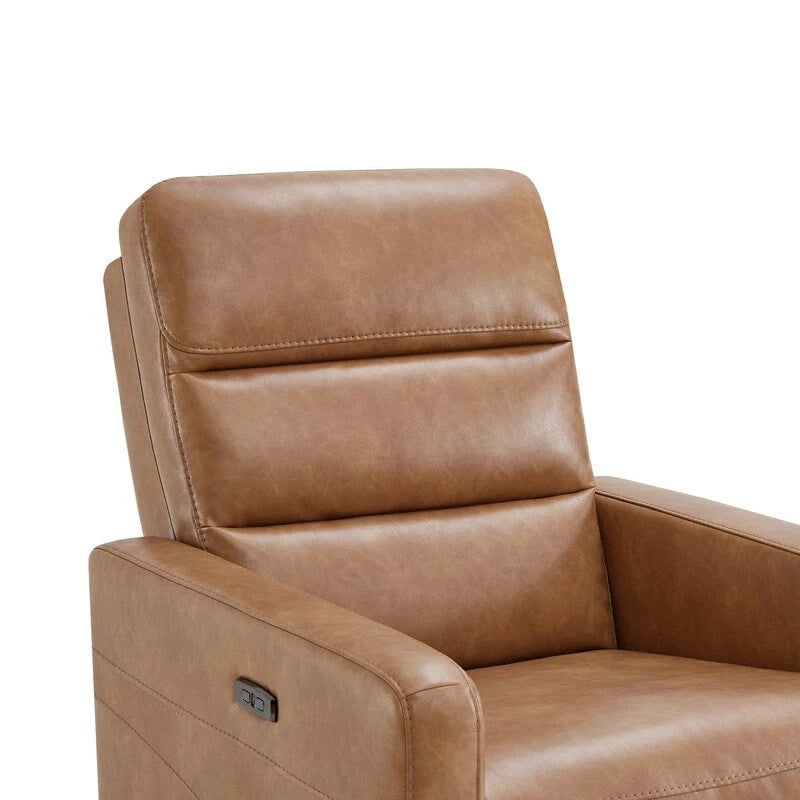 Sillón reclinable eléctrico giratorio gris/marrón, de un asiento, giratorio 270° y reclinable 90-135°