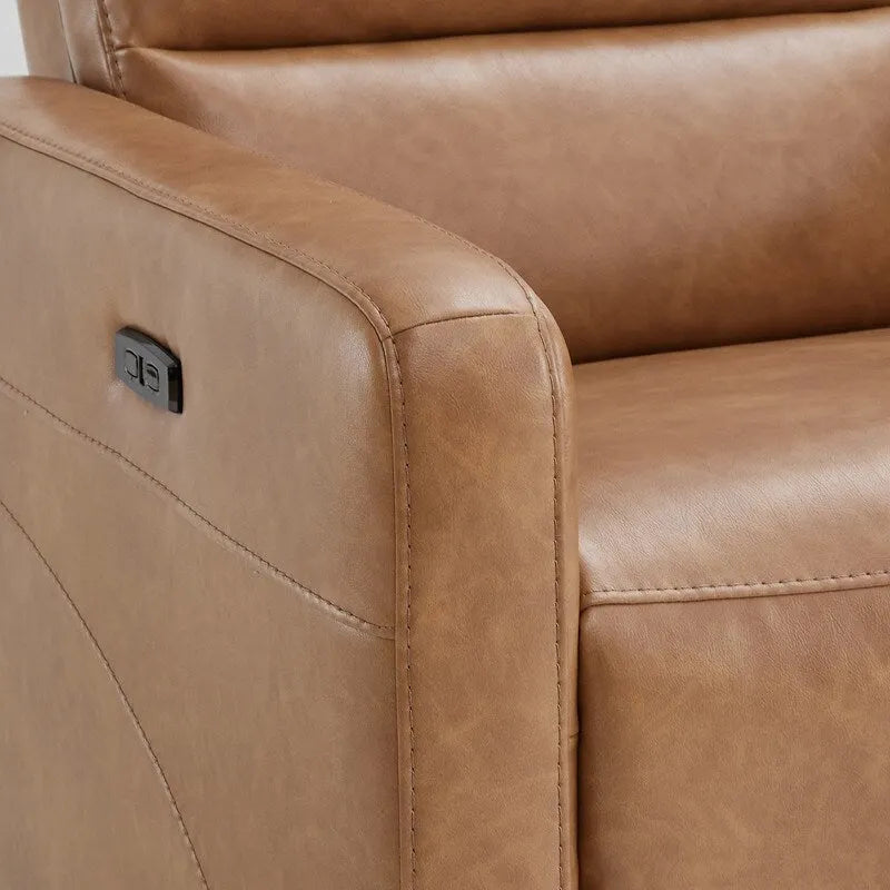 Sillón reclinable eléctrico giratorio gris/marrón, de un asiento, giratorio 270° y reclinable 90-135°