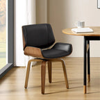 Silla de comedor giratoria de piel sintética negra/marrón, juego de 2