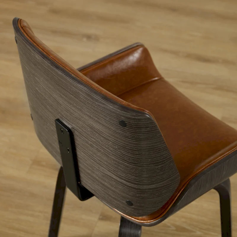 Silla de comedor giratoria de piel sintética negra/marrón, juego de 2