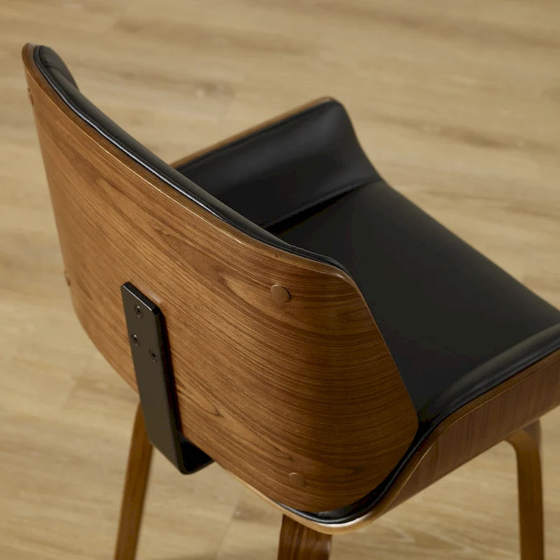 Silla de comedor giratoria de piel sintética negra/marrón, juego de 2