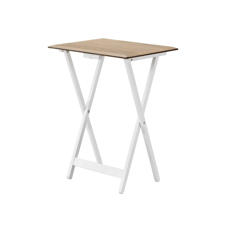 Juego de mesa plegable con bandeja blanca/marrón, para 4 personas