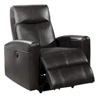 Sillón reclinable eléctrico contemporáneo de cuero azul marino / marrón / negro con masaje lumbar – Asiento individual