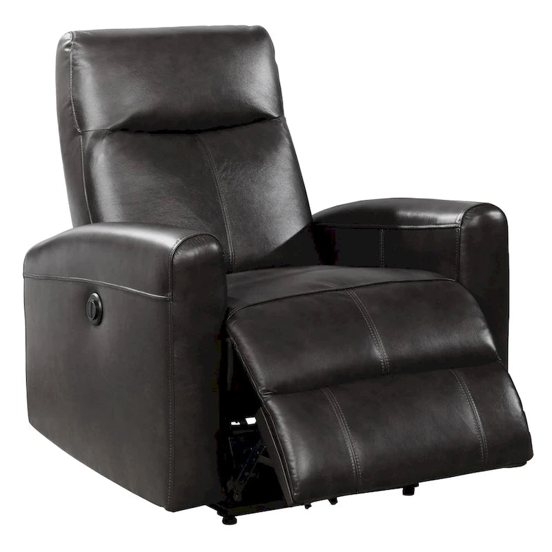 Sillón reclinable eléctrico contemporáneo de cuero azul marino / marrón / negro con masaje lumbar – Asiento individual