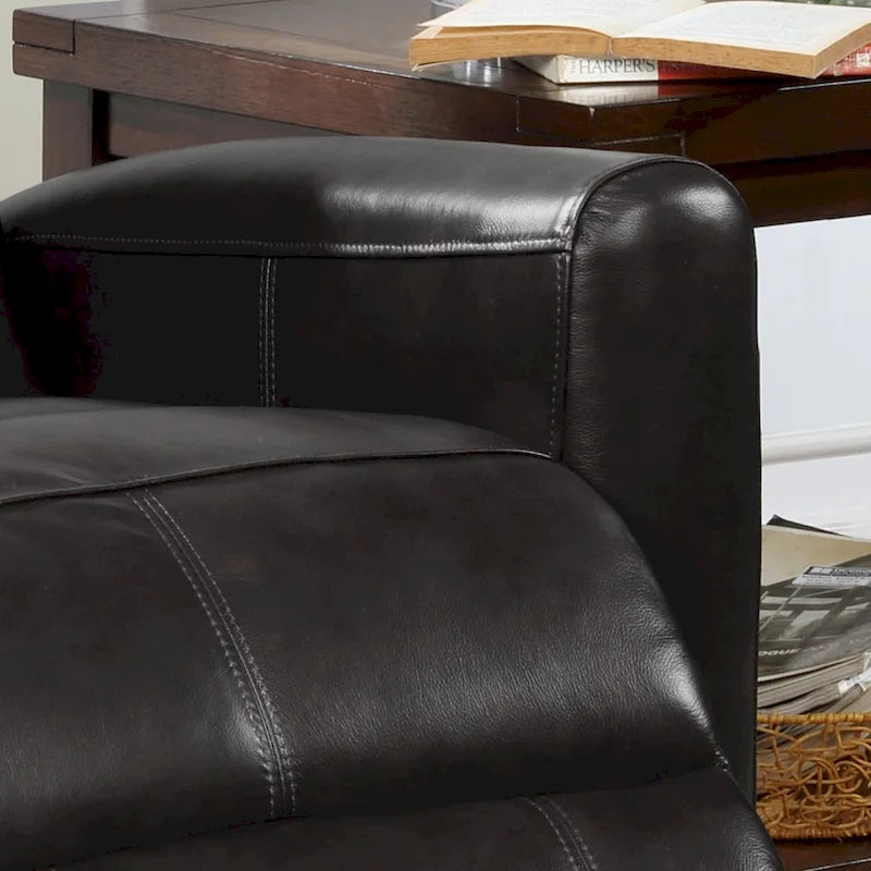 Sillón reclinable eléctrico contemporáneo de cuero azul marino / marrón / negro con masaje lumbar – Asiento individual
