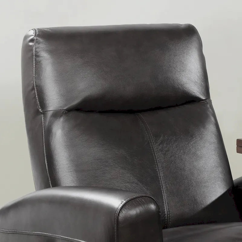 Sillón reclinable eléctrico contemporáneo de cuero azul marino / marrón / negro con masaje lumbar – Asiento individual