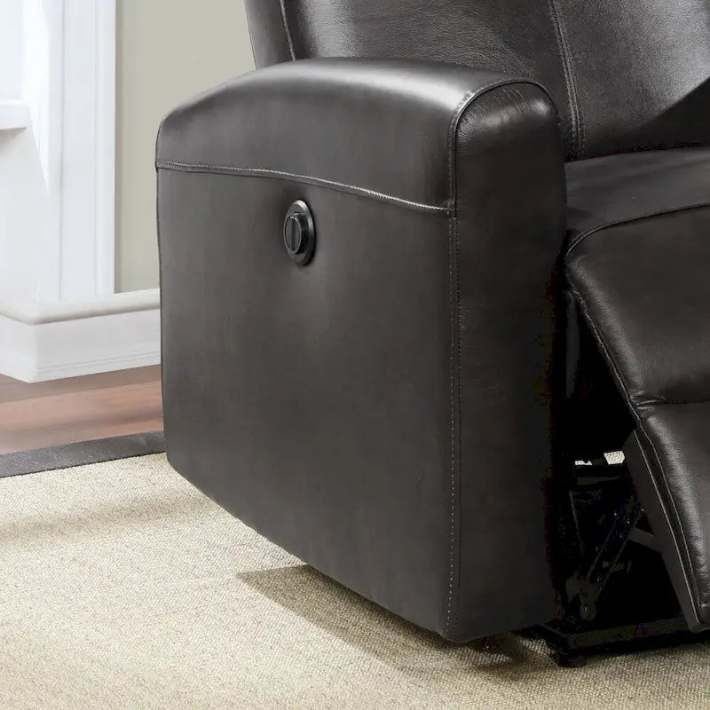 Sillón reclinable eléctrico contemporáneo de cuero azul marino / marrón / negro con masaje lumbar – Asiento individual