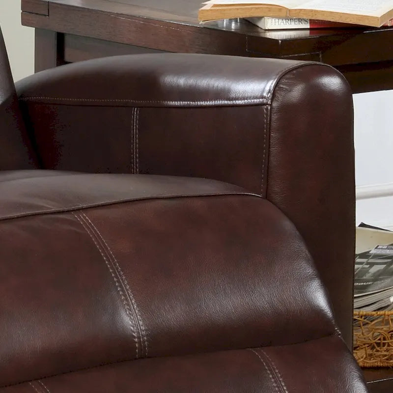 Sillón reclinable eléctrico contemporáneo de cuero azul marino / marrón / negro con masaje lumbar – Asiento individual