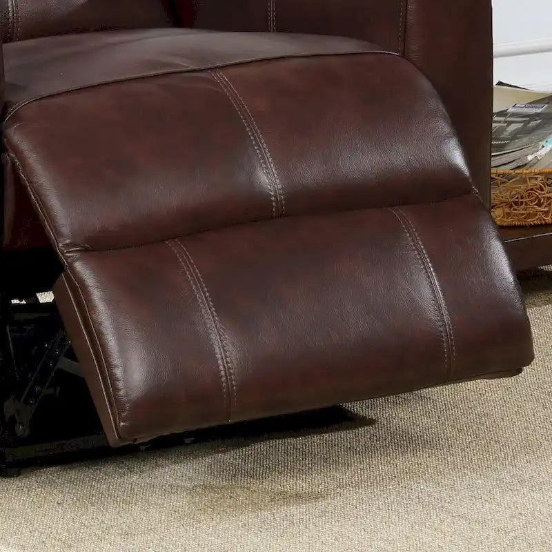Sillón reclinable eléctrico contemporáneo de cuero azul marino / marrón / negro con masaje lumbar – Asiento individual
